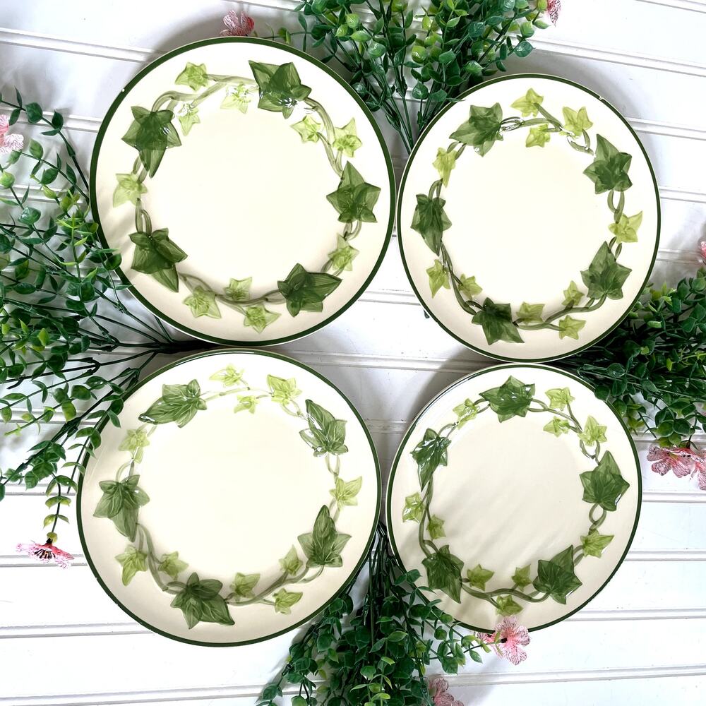 Vintage Franciscan Green Ivy Dinnerware Pieces Luncheon Salad I Love Lucy Set x4